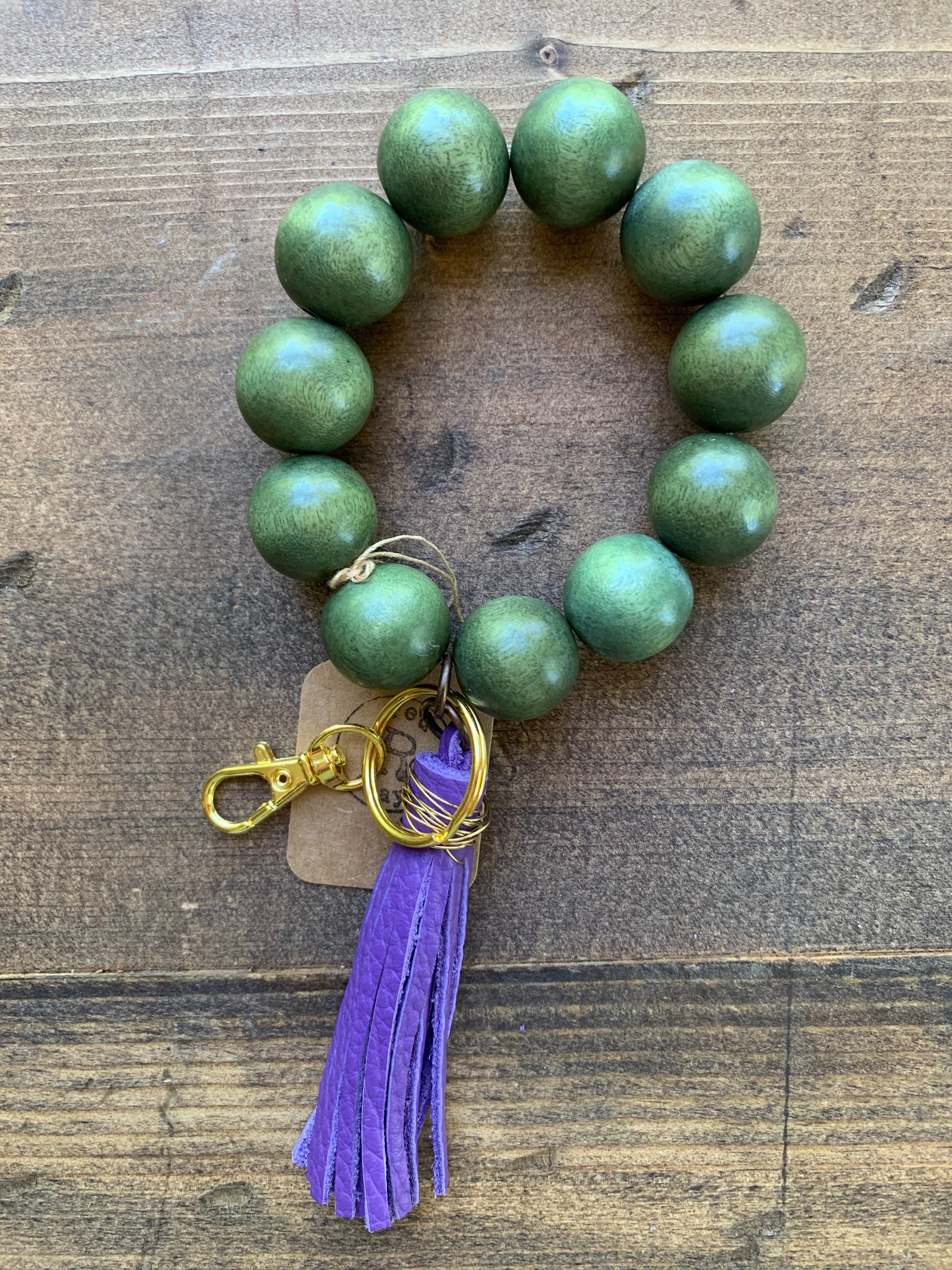 Keychain Bracelet Green and Purple